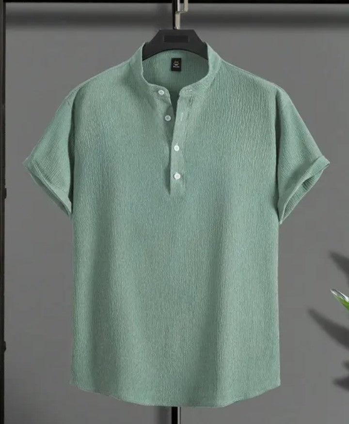"Men's Premium Cotton-Linen Henley Shirt – Breathable, Stylish & Perfect for Summer Comfort"